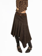 Arielink Vintage Distressed Asymmetrical A Line Women's Denim Midi Skirts