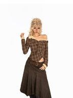 Arielink Vintage Distressed Asymmetrical A Line Women's Denim Midi Skirts