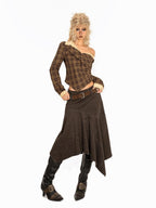 Arielink Vintage Distressed Asymmetrical A Line Women's Denim Midi Skirts