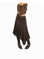 Arielink Vintage Distressed Asymmetrical A Line Women's Denim Midi Skirts