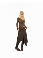Arielink Vintage Distressed Asymmetrical A Line Women's Denim Midi Skirts