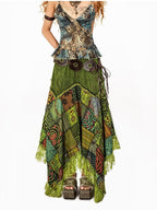 Arielink Vintage Distressed Green Floral Mesh Ruffle Open Back Women's Camisoles