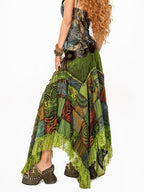 Arielink Vintage Distressed Green Floral Mesh Ruffle Open Back Women's Camisoles
