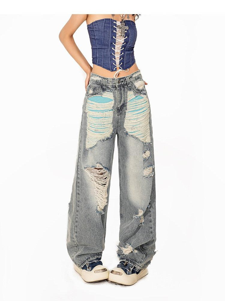 Arielink Vintage Distressed Lace Splice Tie Back Zipper Crop Slim Women's Tank Tops