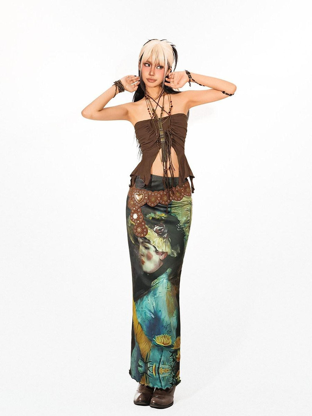 Arielink Vintage Distressed Tie Back Halter Ruched Slim Women's Tank Tops