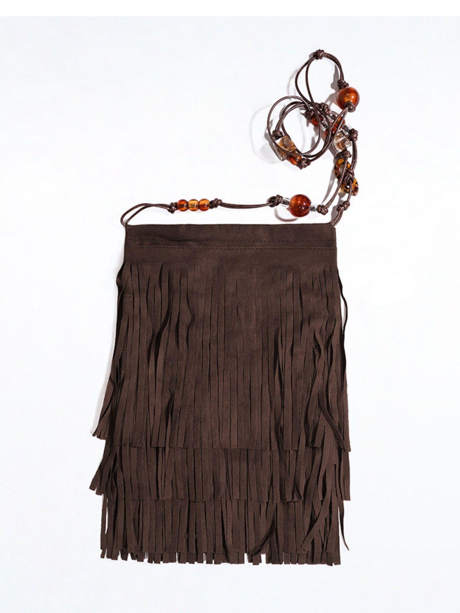 Arielink Vintage Fringe Y2k Edgy Tassel Detail Women's Coffee Brown Shoulder Bags