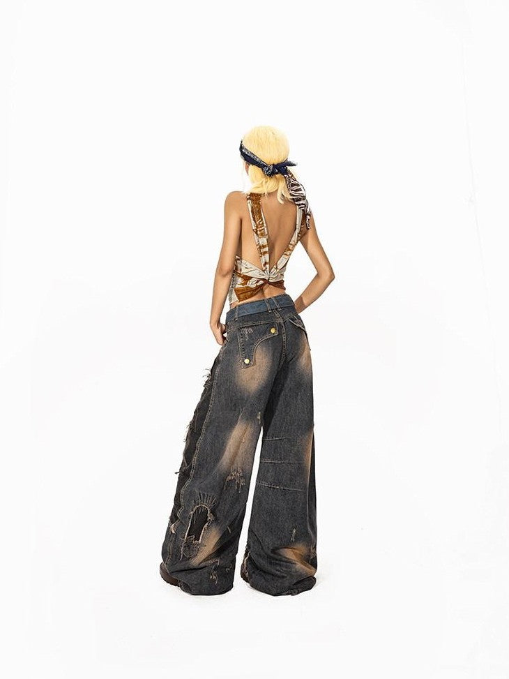 Arielink Vintage Halter Mesh Cropped Open Back Slim Fit Women's Tank Tops