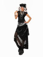 Arielink Vintage Layered Asymmetric Patchwork Punk A Line Women's Lace Midi Skirts