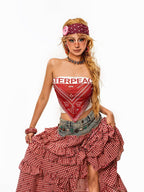 Arielink Vintage Letter Print Triangle Bandeau Cropped Rock Street Women's Tank Tops
