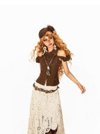 Arielink Vintage Lettuce Edge Polo Collar Backless Cropped Cinched Women's Camisoles