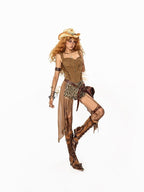 Arielink Vintage Punk Biker Lace Up Backless Spliced Women's Other Materials Tank Tops