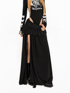 Arielink Vintage Ruffled Patchwork A Line Side Slit Women's Maxi Skirts