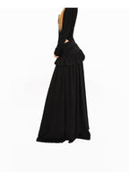 Arielink Vintage Ruffled Patchwork A Line Side Slit Women's Maxi Skirts