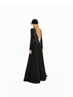 Arielink Vintage Ruffled Patchwork A Line Side Slit Women's Maxi Skirts