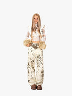 Arielink Vintage Sheer Cutout Lace Women's Mesh Cropped Mock Neck Long Sleeve T-shirts