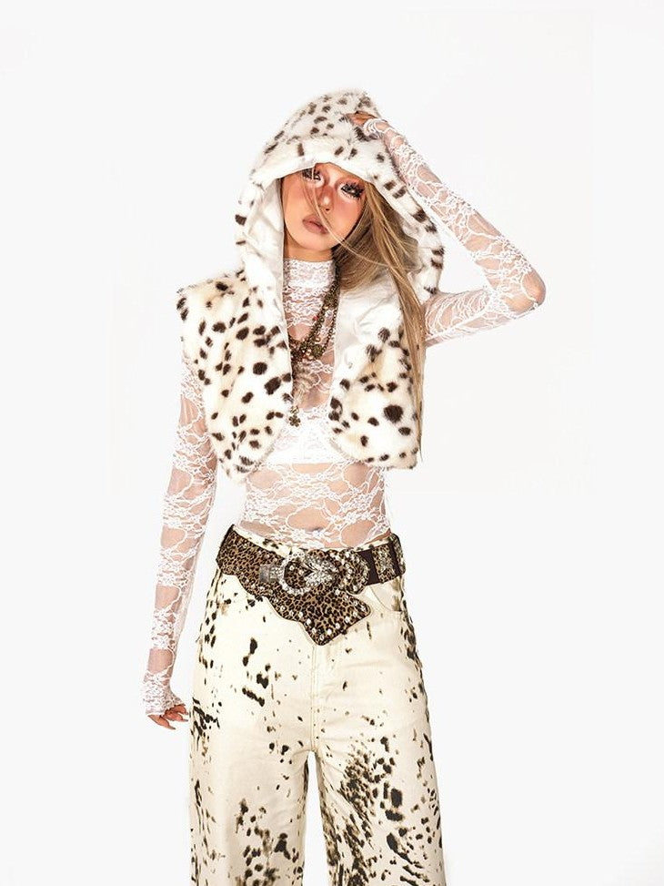 Arielink Vintage Sheer Cutout Lace Women's Mesh Cropped Mock Neck Long Sleeve T-shirts