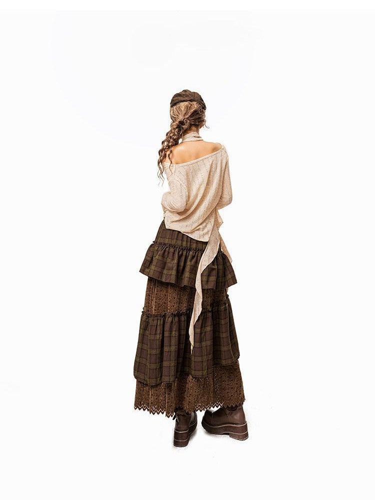Arielink Vintage Slouchy Asymmetrical One Shoulder Women's Knitted Long Sleeve T-shirts