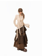 Arielink Vintage Slouchy Asymmetrical One Shoulder Women's Knitted Long Sleeve T-shirts