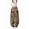 Arielink Wasteland Distressed Printed Women's Denim Low Rise Button Fly Wide-leg Jeans 1008779045500