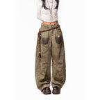 Arielink Wasteland Distressed Printed Women's Denim Low Rise Button Fly Wide-leg Jeans 1008779045500