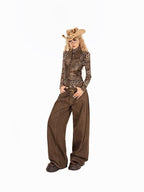 Arielink Western Leopard Mesh Distressed Slim Women's Faux Leather Vests