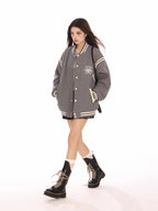 BIGGOLD STUDIO Color Block Striped Loose Fit Women's Streetwear Casual Jackets