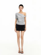 BIGGOLD STUDIO Double Breasted Button Bodycon Women's Mini Skirts