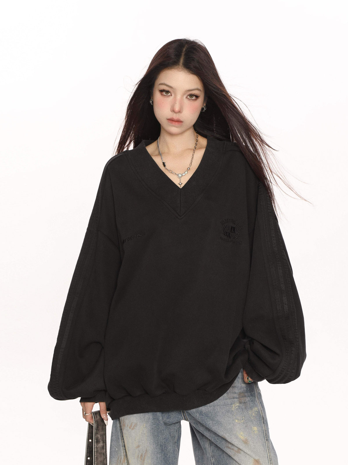 BIGGOLD_STUDIO_Embroidered_V-neck_Striped_Loose_Fit_Women's_Sweatshirts_876282836055_MISSTT