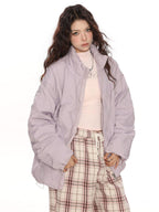 BIGGOLD STUDIO Quilted Stand Collar Letter Print Women's White Duck Down Down Jackets