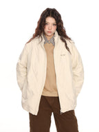 BIGGOLD STUDIO Quilted Stand Collar Letter Print Women's White Duck Down Down Jackets