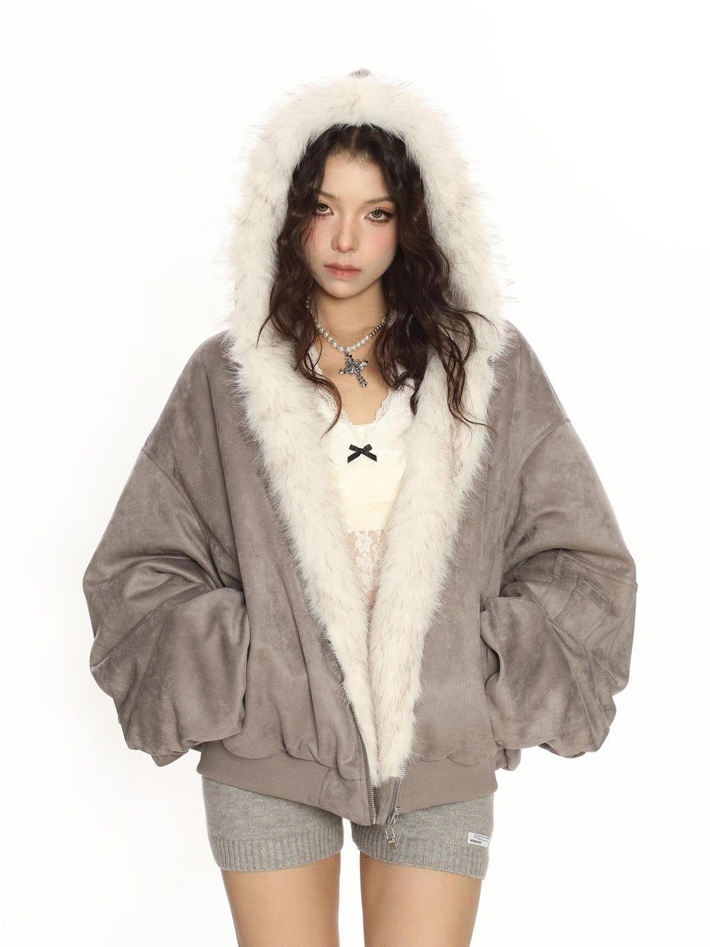 BIGGOLD STUDIO Reversible Faux Fur Lined Hooded Women's Puffer Jackets