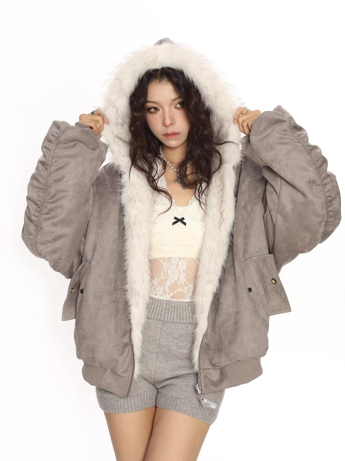 BIGGOLD STUDIO Reversible Faux Fur Lined Hooded Women's Puffer Jackets