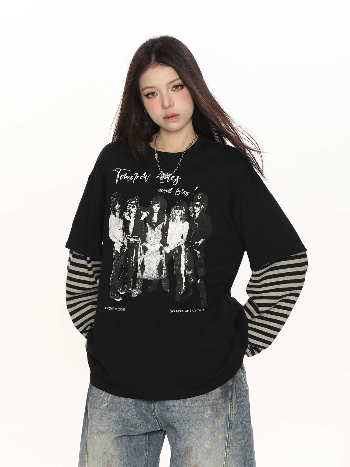 BIGGOLD_STUDIO_Rock_Band_Print_Striped_Faux_Two_Piece_Women's_Long_Sleeve_T-shirts_875608234176_MISSTT