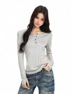 BIGGOLD_STUDIO_Solid_Half_Button_V-neck_Slim_Fit_Women's_Long_Sleeve_T-shirts_1077698230464_MISSTT