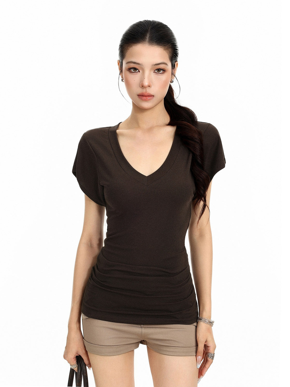 BIGGOLD_STUDIO_Solid_Slim_Fit_V-neck_Women's_Short_Sleeve_T-shirts_1056320398633_MISSTT