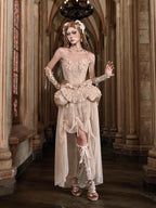 BLOOD SUPPLY Broken Ballet Rococo Gold Embroidered Bustier Women's Polyester Tube Tops