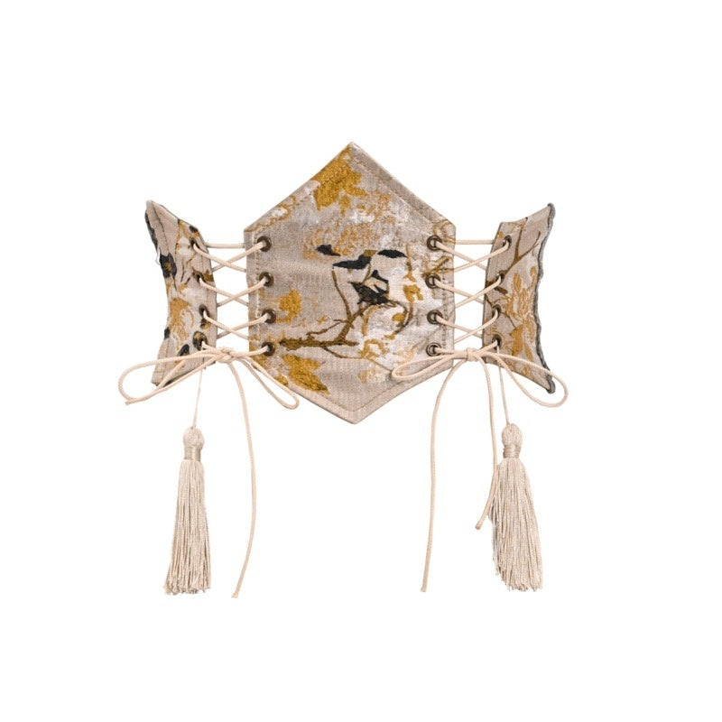 BLOOD_SUPPLY_Chinese_Fringe_Jacquard_Scale_Pattern_Cinched_Women's_Polyester_Belts_763059770114_MISSTT