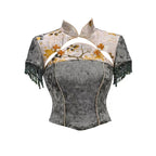 BLOOD_SUPPLY_Chinese_Style_Snake_Print_Tassel_Slimming_Women's_Polyester_Short_Sleeve_T-shirts_783170049643_MISSTT