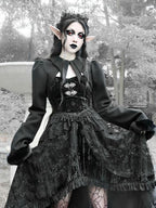 BLOOD SUPPLY Classical Gothic Embroidered Wool Batwing Collar Women's Ponchos