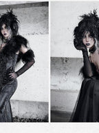 BLOOD SUPPLY Dark Gothic Snakeskin Print Bodycon Mermaid Women's Polyester Slip Maxi Dresses