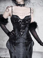 BLOOD SUPPLY Dark Gothic Snakeskin Print Bodycon Mermaid Women's Polyester Slip Maxi Dresses
