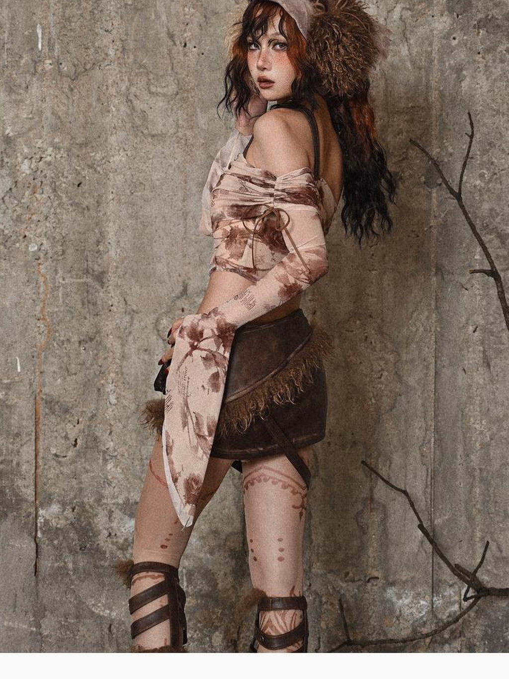 BLOOD SUPPLY Distressed Low Waist Punk Pu Layered Streetwear Women's Skorts