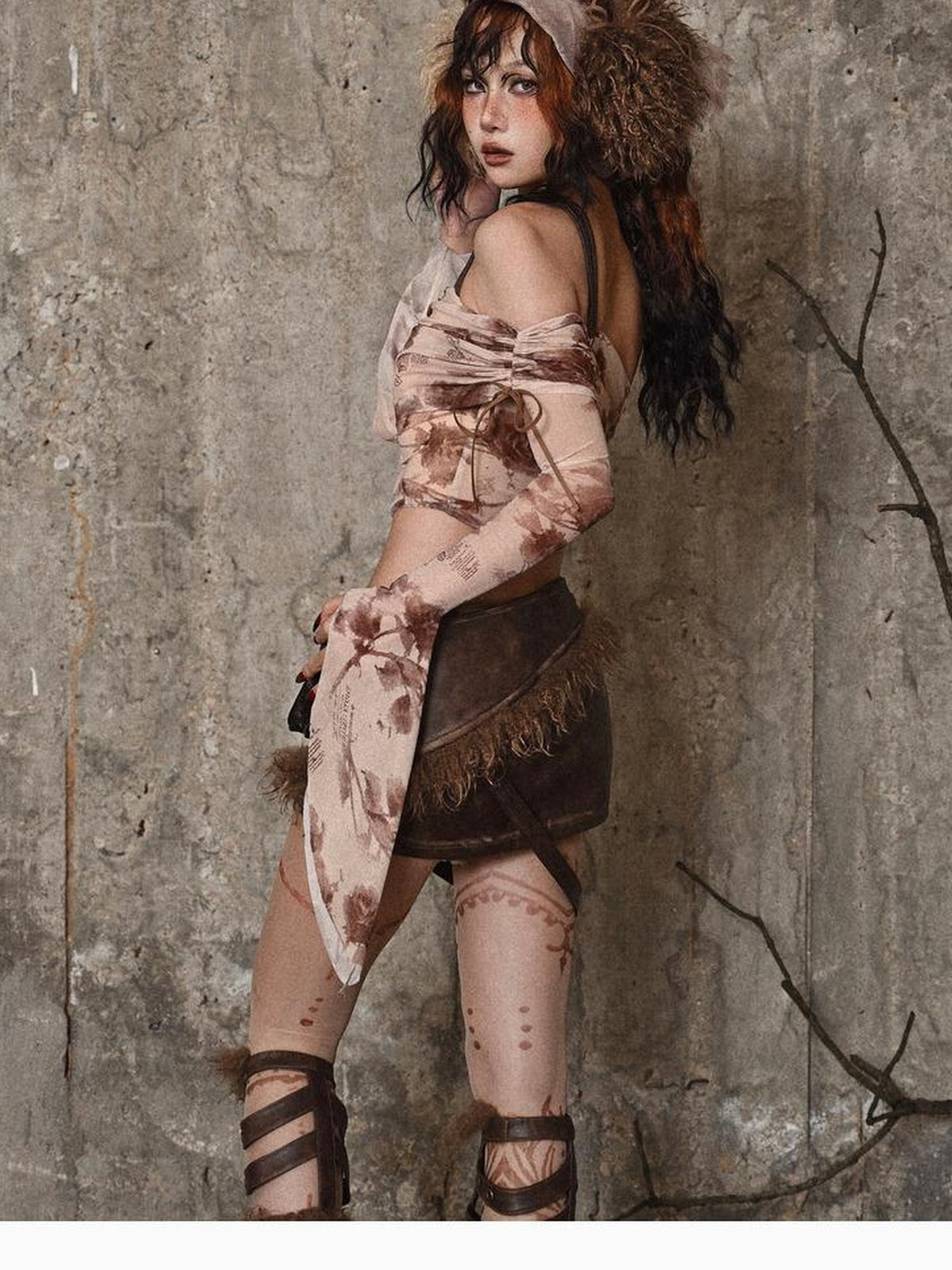 BLOOD SUPPLY Distressed Low Waist Punk Pu Layered Streetwear Women's Skorts