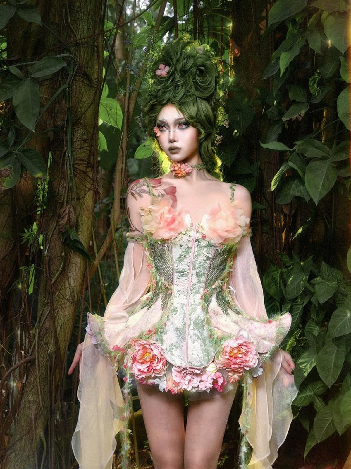 BLOOD SUPPLY Floral Fairy Corset Slim Fit Polyester Women's Camisoles