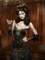 BLOOD SUPPLY Gilded Classical Style Women's Polyester Slip Maxi Dresses