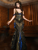 BLOOD SUPPLY Gilded Corset Bustier Style Women's Polyester Tube Tops