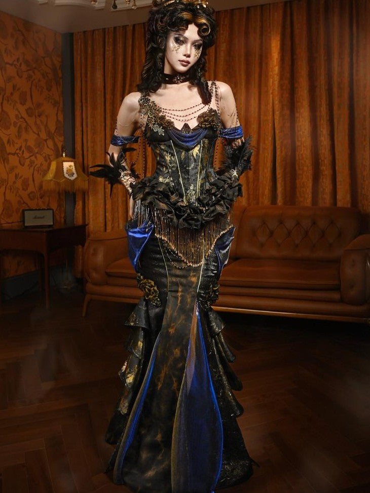 BLOOD SUPPLY Gilded Corset Bustier Style Women's Polyester Tube Tops