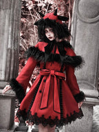 BLOOD SUPPLY Gothic Batwing Collar Hooded Slim Fit Polyester Women's Long Coats