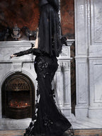 BLOOD SUPPLY Gothic Beaded Embroidered Mermaid Women's Polyester Maxi Skirts