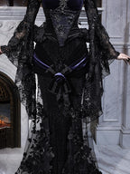 BLOOD SUPPLY Gothic Beaded Embroidered Mermaid Women's Polyester Maxi Skirts